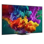 LG 86-tolline LG QNED evo AI Mini-LED QNED87 4K nuti TV 2026, LG QNED evo AI QNED85 Mini LED eestvaade, mis ilmus 2026. aastal, kuvab ekraanil erksaid, voolavaid tiheda värvipilve purseid, tuues esile Dynamic QNED Color Pro, Mini LED, alpha 8 AI Processor 4K Gen, 86QNED87B3A, thumbnail 2