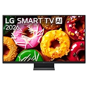 LG 27-tolline LG FHD AI LB70 4K nutiteler 2026, LG SMART TV AI LB70 FHD TV eestvaade, mis ilmus 2026. aastal, täidab ekraani erksa ja värvikirevate sõõrikute valikuga, esile tõstes läikivat glasuuri, tekstuuririkkaid katteid ja peeneid detaile kogu, 27LB70003LA, thumbnail 1