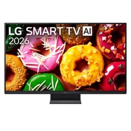 LG SMART TV AI LB70 FHD TV eestvaade, mis ilmus 2026. aastal, täidab ekraani erksa ja värvikirevate sõõrikute valikuga, esile tõstes läikivat glasuuri, tekstuuririkkaid katteid ja peeneid detaile kogu