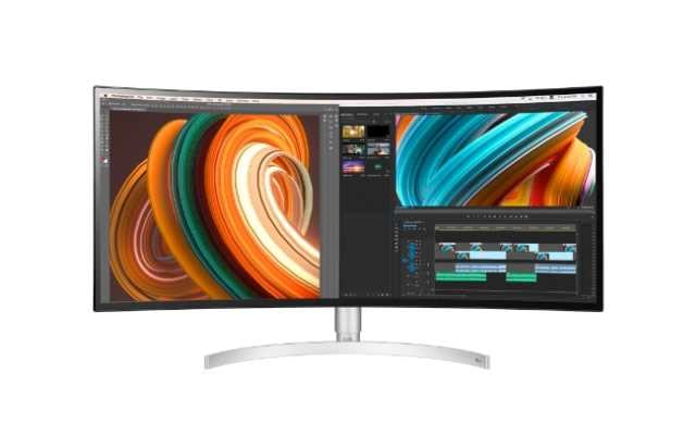 A front view of lg 34wk95c 34-inch Curved UltraWide monitor.