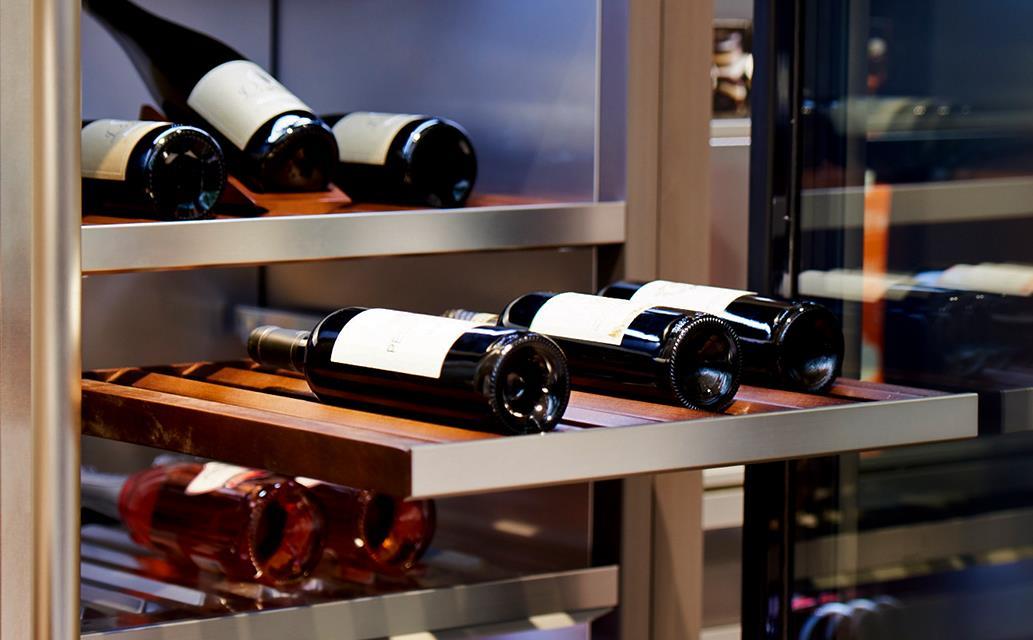 IFA 2018: A close-up of the wine cellar, with some bottles of wine, at the SIGNATURE KITCHEN SUITE exhibition for LG