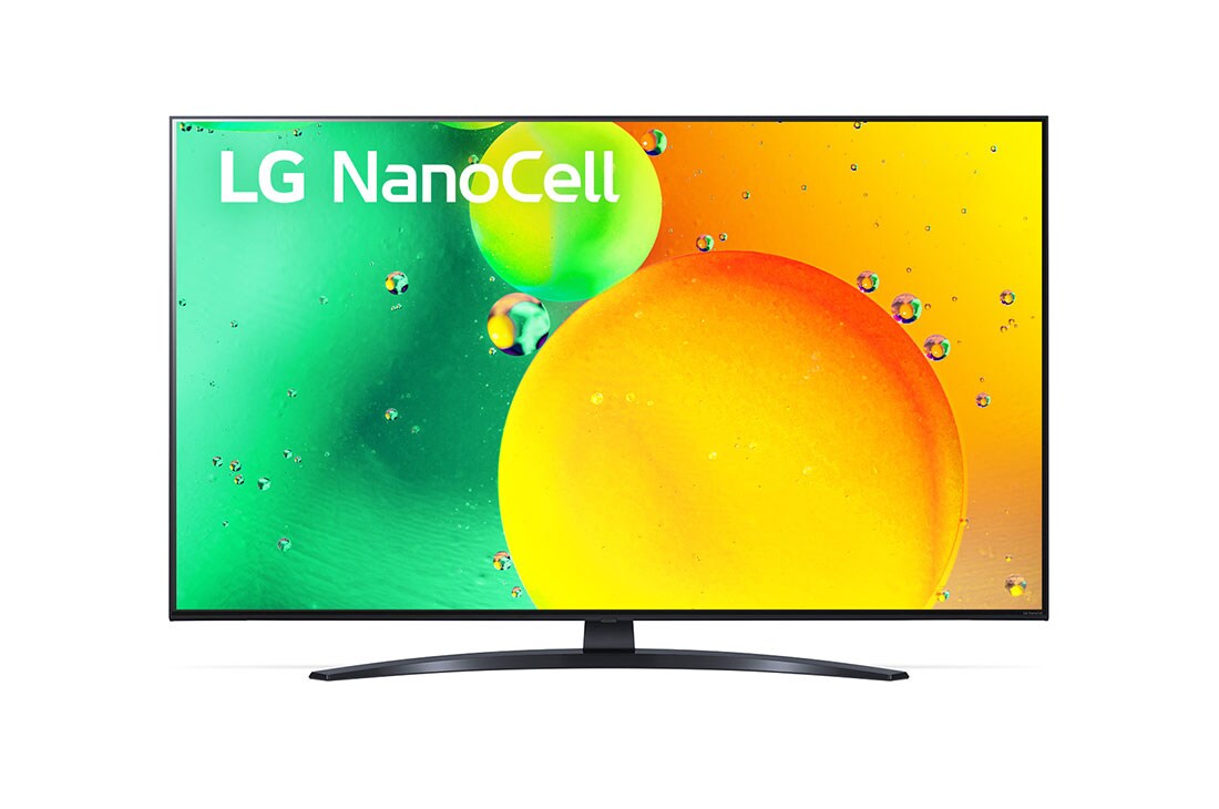 LG تلفزيون NanoCell من إل جي مقاس 50 بوصة من السلسلة NANO79، مع HDR (النطاق الديناميكي العالي) النشط بدقة 4K لتصميمات شاشة السينما وتقنية AI ThinQ للتلفزيون الذكي بنظام التشغيل WebOS , منظر أمامي لتلفزيون NanoCell من LG, 50NANO796QA, thumbnail 6