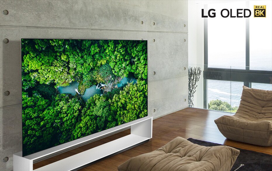 تلفزيون OLED 8k من إل جي بغرفة المعيشة