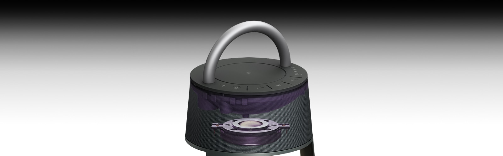 Image showing the Titanium twitter unit at the top of XBOOM 360.