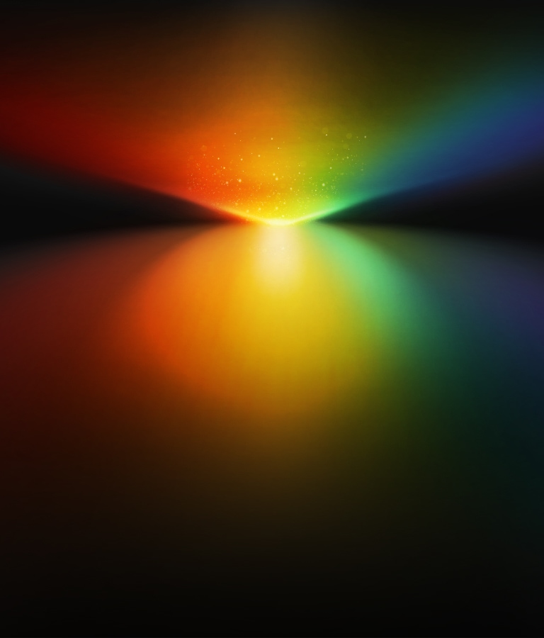 Prism comes in through a hole into black space. 