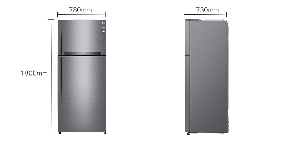 LG Refrigerator Inverter Silver Stainless 506 Liters, LED Display, 18 Cubic Feet, GN-H722HLHL