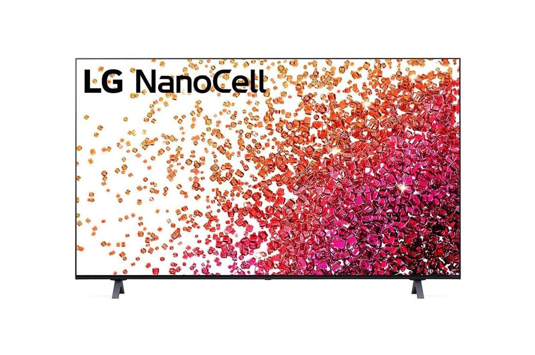 LG NanoCell TV 55 inch NANO75 Series, 4K Active HDR, WebOS Smart ThinQ AI, A front view of the LG NanoCell TV, 55NANO75VPA
