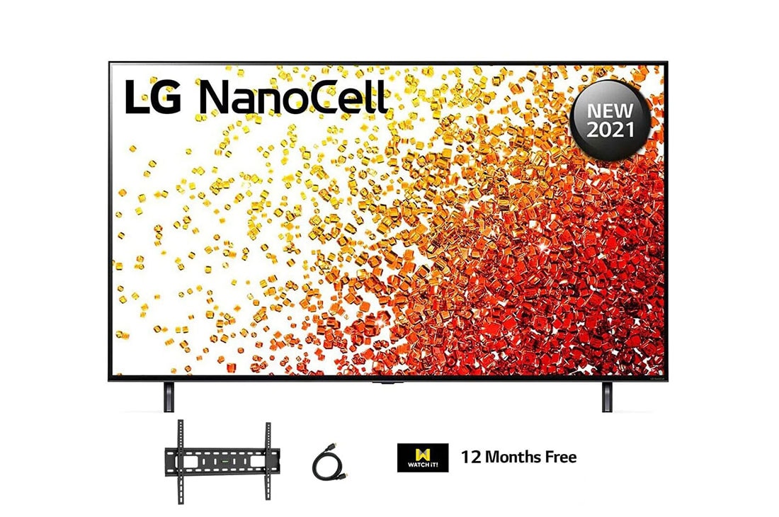 LG NanoCell TV 65 Inch NANO90 Series, Cinema Screen Design 4K Cinema HDR WebOS Smart AI ThinQ Full Array Dimming, A front view of the LG NanoCell TV, 65NANO90VPA