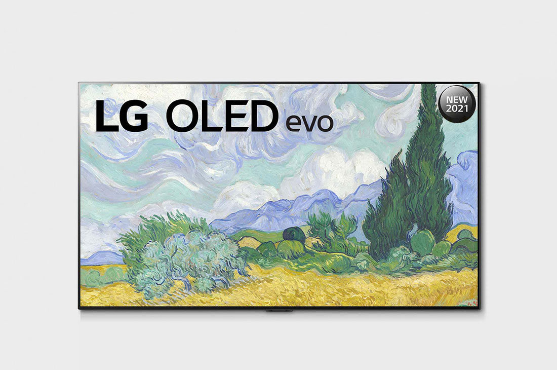 LG OLED TV 65 Inch G1 Series, Gallery Design 4K Cinema HDR WebOS Smart AI ThinQ Pixel Dimming, front view, OLED65G1PVA