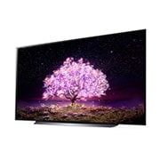 LG OLED TV 77 Inch C1 Series Cinema Screen Design 4K Cinema HDR webOS Smart with ThinQ AI Pixel Dimming, -15 degree side view, OLED77C1PVA, thumbnail 5