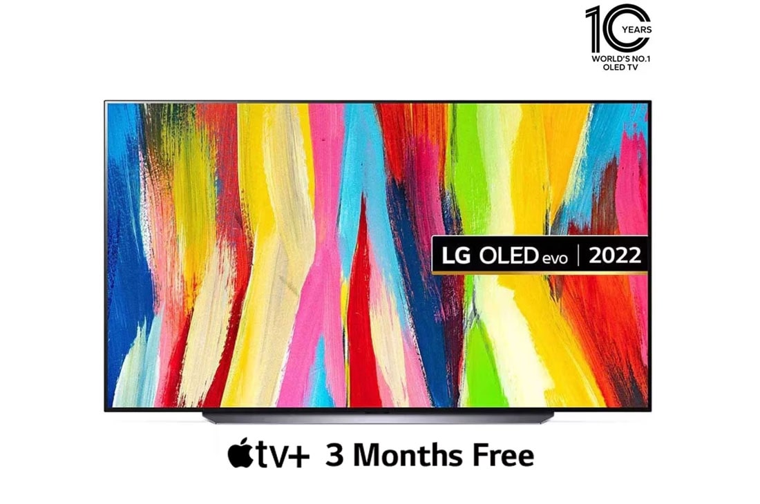 LG OLED evo TV 83 Inch C2 Series, Cinema Screen Design 4K Cinema HDR WebOS Smart AI ThinQ Pixel Dimming, Front view , OLED83C26LA