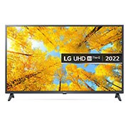 LG UHD 4K TV 43 Inch UQ7500 Series, Cinema Screen Design 4K Active HDR WebOS Smart AI ThinQ , A front view of the LG UHD TV with infill image and product logo on, 43UQ75006LG, thumbnail 1