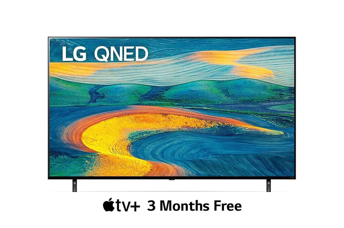 LG Real 4K Quantum Dot NanoCell Color Technology LED TV 55 Inch QNED7S Series, Cinema Screen Design 4K Cinema HDR WebOS Smart AI ThinQ Local Dimming , A front view of the LG QNED TV with infill image and product logo on, 55QNED7S6QA