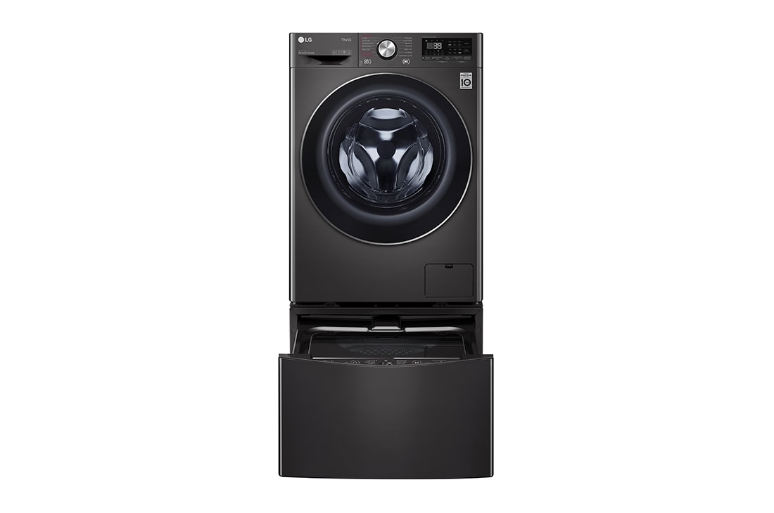 LG TWINWash™, Washer & Dryer, 12 / 8 Kg, AI DD™, 6 Motion Direct Drive, Steam™, ThinQ, Frount view twin load open, FT015V9BL