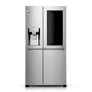 Silver LG InstaView Door-in-Door Refrigerator.