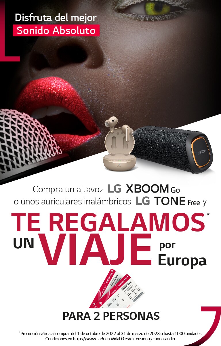 Consigue un viaje por Europa por la compra de un LG Xboom Go o unos LG Tone Free