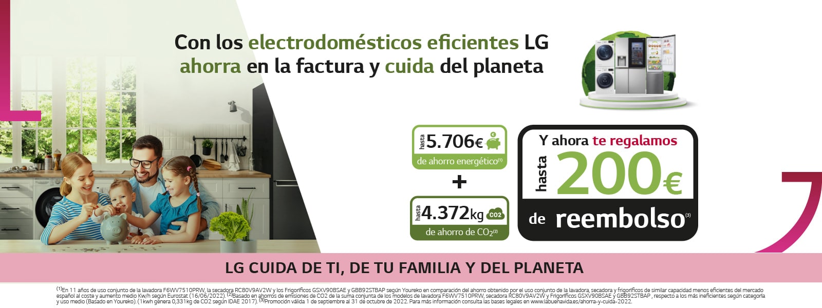 Con los electrodomésticos eficientes de LG ahorra en la factura y cuida del planeta