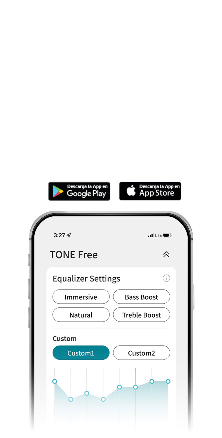 Una imagen  muestra el Modo ecualizador en la aplicación TONE FREE. Cuando los LG TONE NP3 y la aplicación están conectados, la app enseña qué modos se pueden establecer.