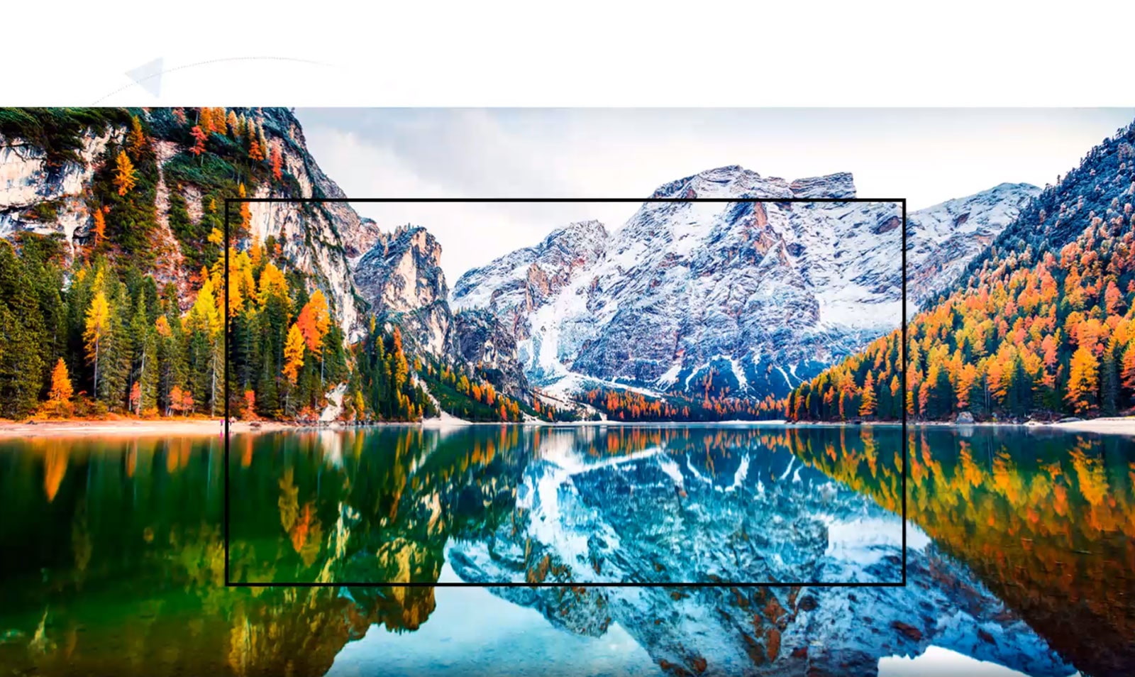 Una pantalla de TV captura un paisaje montañoso y el lago se ha ampliado (reproducir el vídeo)