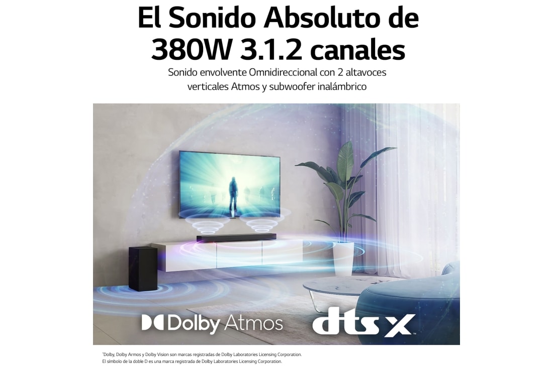 Barra de sonido Inteligente 380W Dolby Atmos 312C S75Q - Negro LG