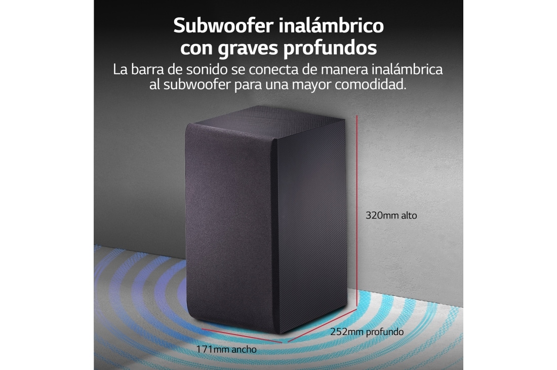 LG SQC2 Black / Barra de sonido con subwoofer inalámbrico 300W 2.1