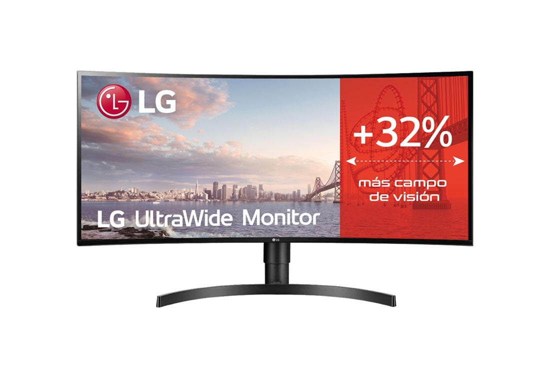 LG Monitor panorámico curvo (Panel IPS: 3440x1440px, 21:9, 1000:1, 60Hz, 5ms) ; entr.: HDMI x2, DP x1, USB-A x3 ; Regulable en altura e inclinación, 34WP85C-B, 34WP85C-B