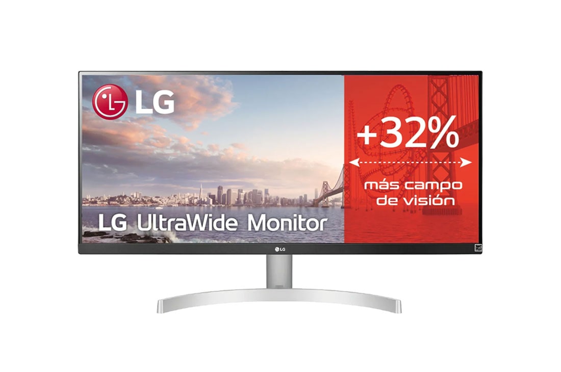 LG 29WN650-W - Monitor Ultrapanoramico 21:9 LG UltraWide (Panel IPS: 2560x1080, 400cd/m², 1000:1, sRGB>99%); diag. 73cm; entr.: HDMIx2, DPx1; altavoces 2x7W; Ajust. en inclinación., 29WN600-W, 29WN600-W