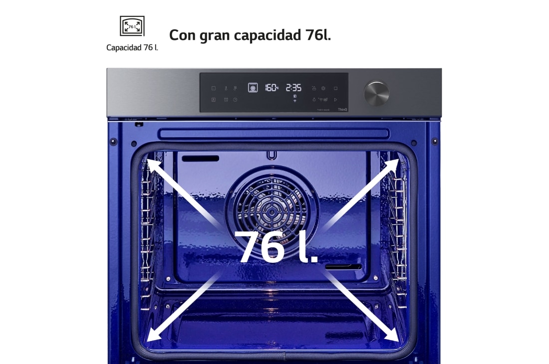 Horno Pirolítico Instaview 76L A+ con sistema de limpieza Blue EasyClean,  acero negro