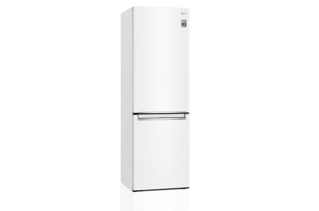 LG Frigorífico Combi DoorCooling+™ 1,86m, Clasificación D, capacidad de 374l, Blanco, serie P-600, GBP61SWPGN Frigorífico vista frontal lateral, GBP61SWPGN