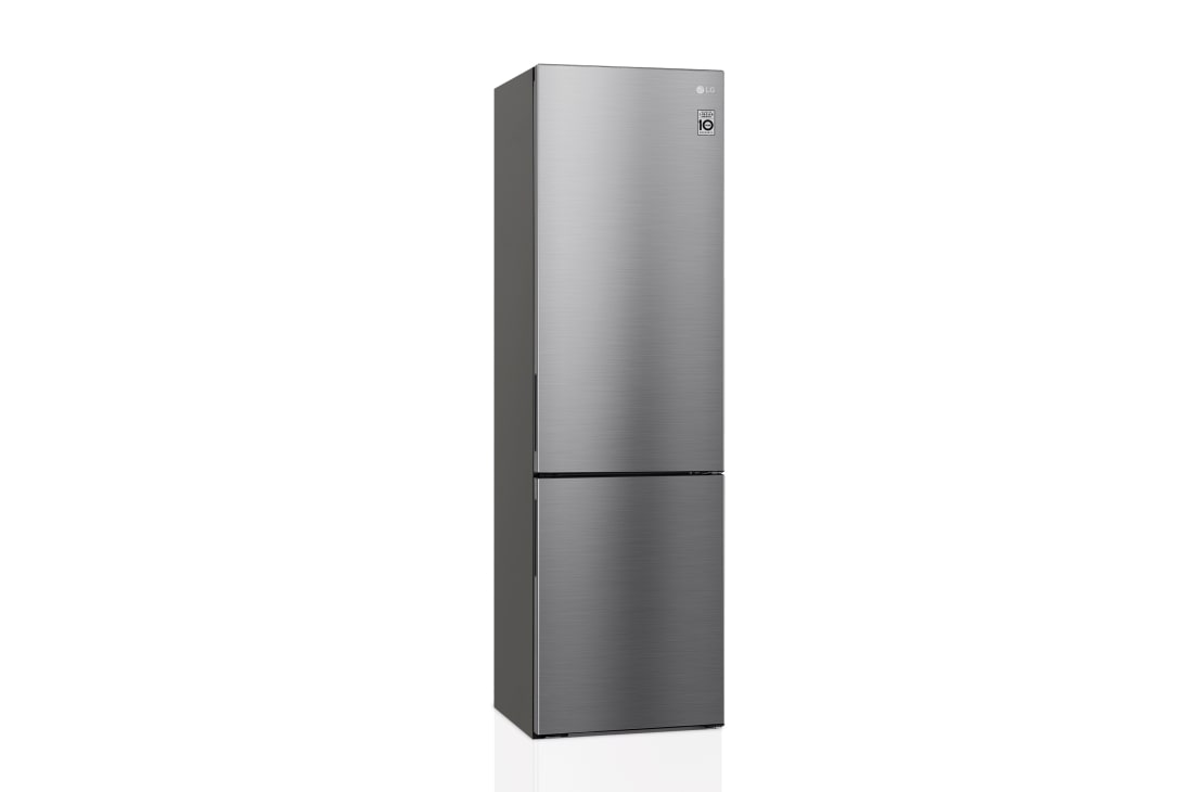 LG Frigorífico Combi 2m, Clasificación C, capacidad de 419l, Inox antihuellas, Serie 600, GBB62PZGCC Frigorífico vista frontal lateral, GBB62PZGCC