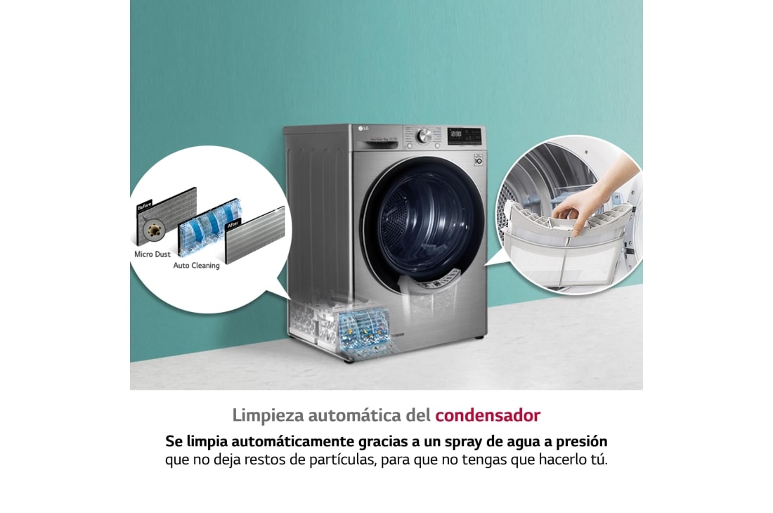 LG Secadora con Bomba de calor Dual Inverter 9kg, Clasificación A+++, Inox Antihuellas, Serie 7 | España