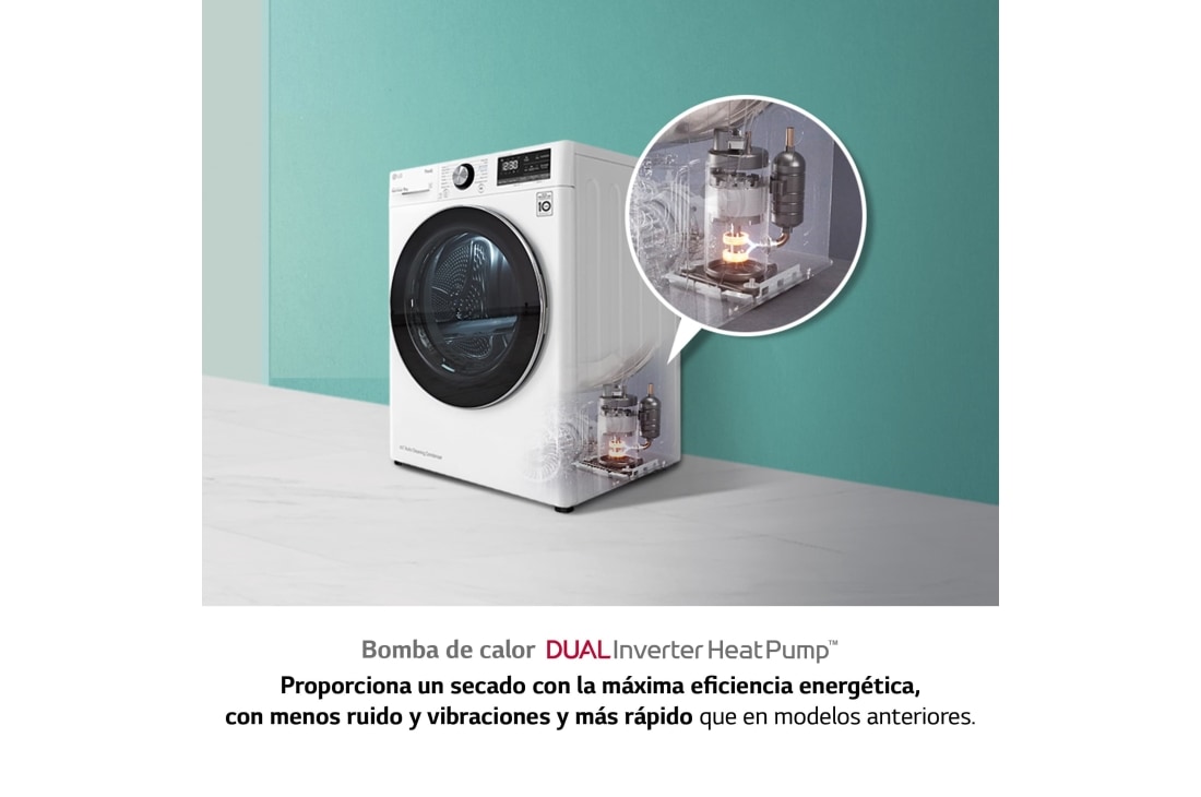 LG Secadora con Bomba de calor Inverter 9kg, Clasificación A+++, Blanca, Serie 7 | España