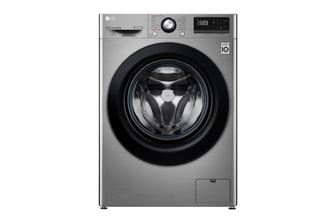 LG Lavadora inteligente AI Direct Drive 8kg, 1400rpm, Clasificación C,  Inox antihuellas, Serie 300, F4WV3008S6S, F4WV3008S6S