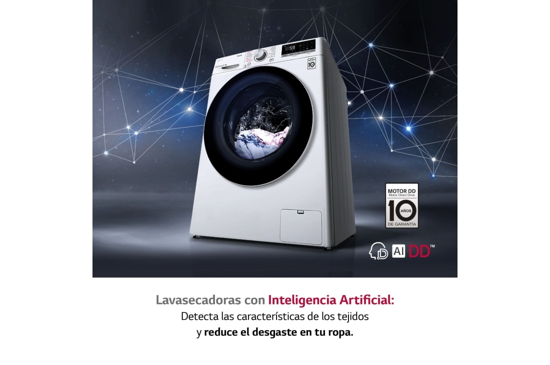 inteligente AI Direct Drive 9/6kg, 1400rpm, Clasificación E, Blanca, Serie 500 | LG España