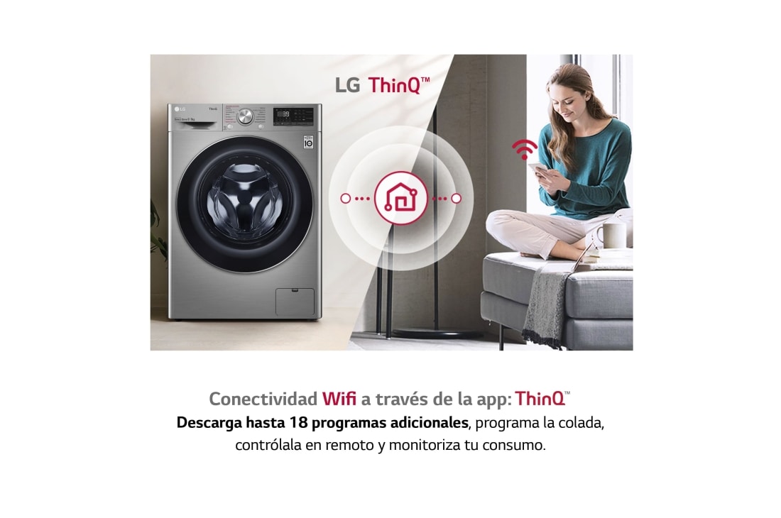 LG Lavasecadora inteligente AI Direct Drive 9/6kg, 1400rpm, Clasificación  E, Inox antihuellas, Serie 700