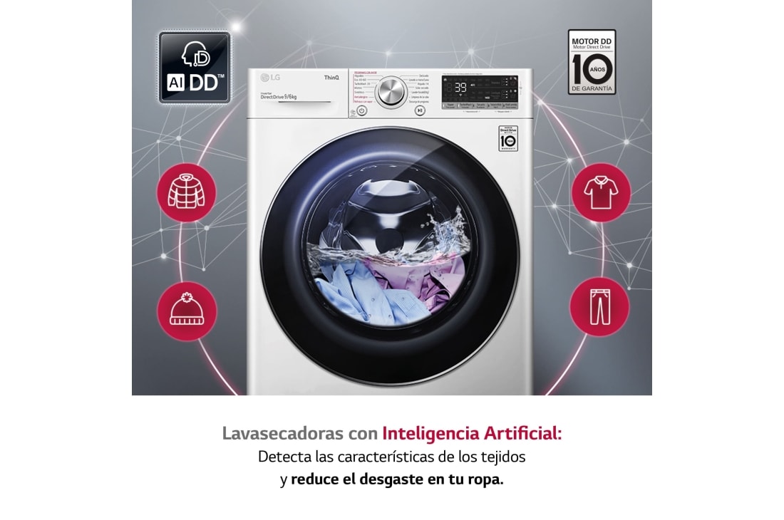 Deportista Ventilación amanecer LG Lavasecadora inteligente AI Direct Drive con Autodosificador de  detergente 9/6kg, 1400rpm, Clasificación A(lavado)/E(secado), Blanca, Serie  750 | LG España