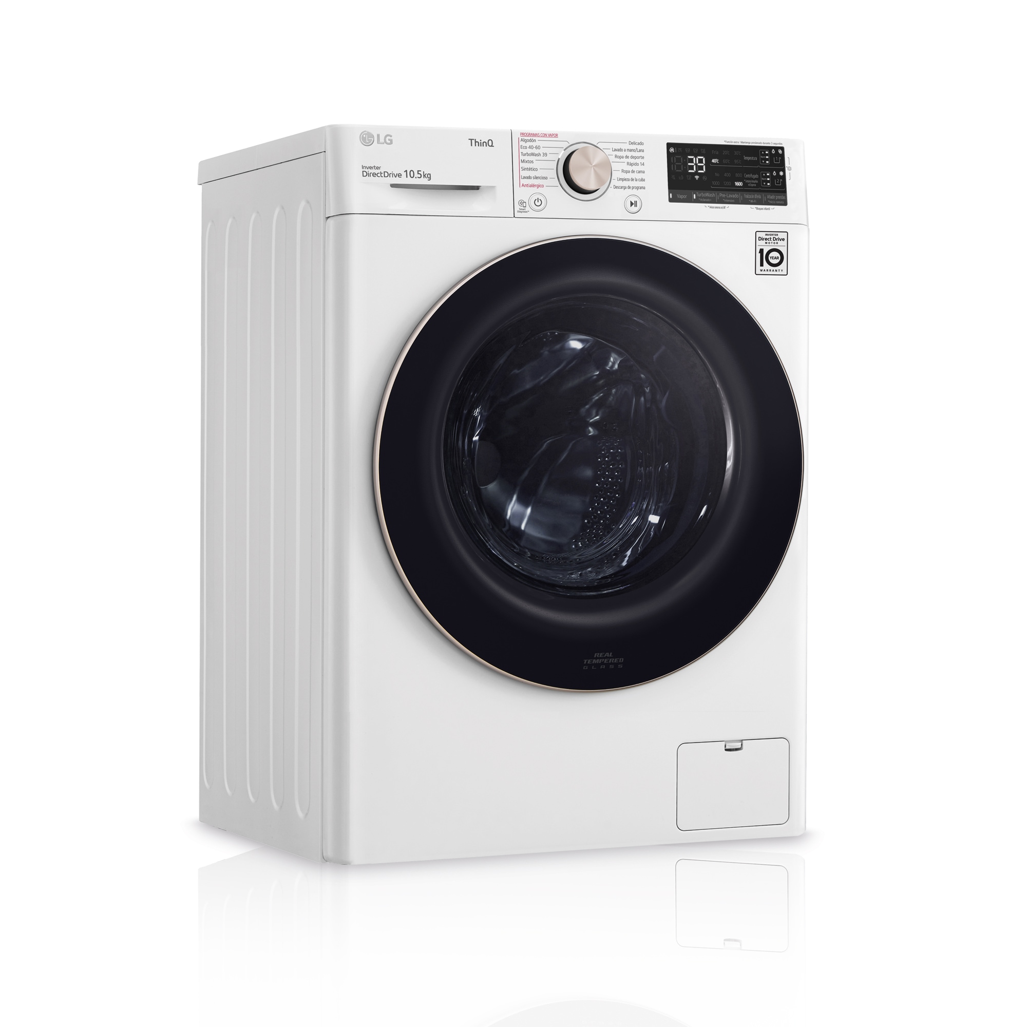 LG Lavadora inteligente AI Direct Drive TM,<br> TurboWash 360º, con autodosificación de detergente, 10,5kg, 1600rpm,<br> Un 10% más eficiente que A<br> Blanca, Serie 750 | LG España