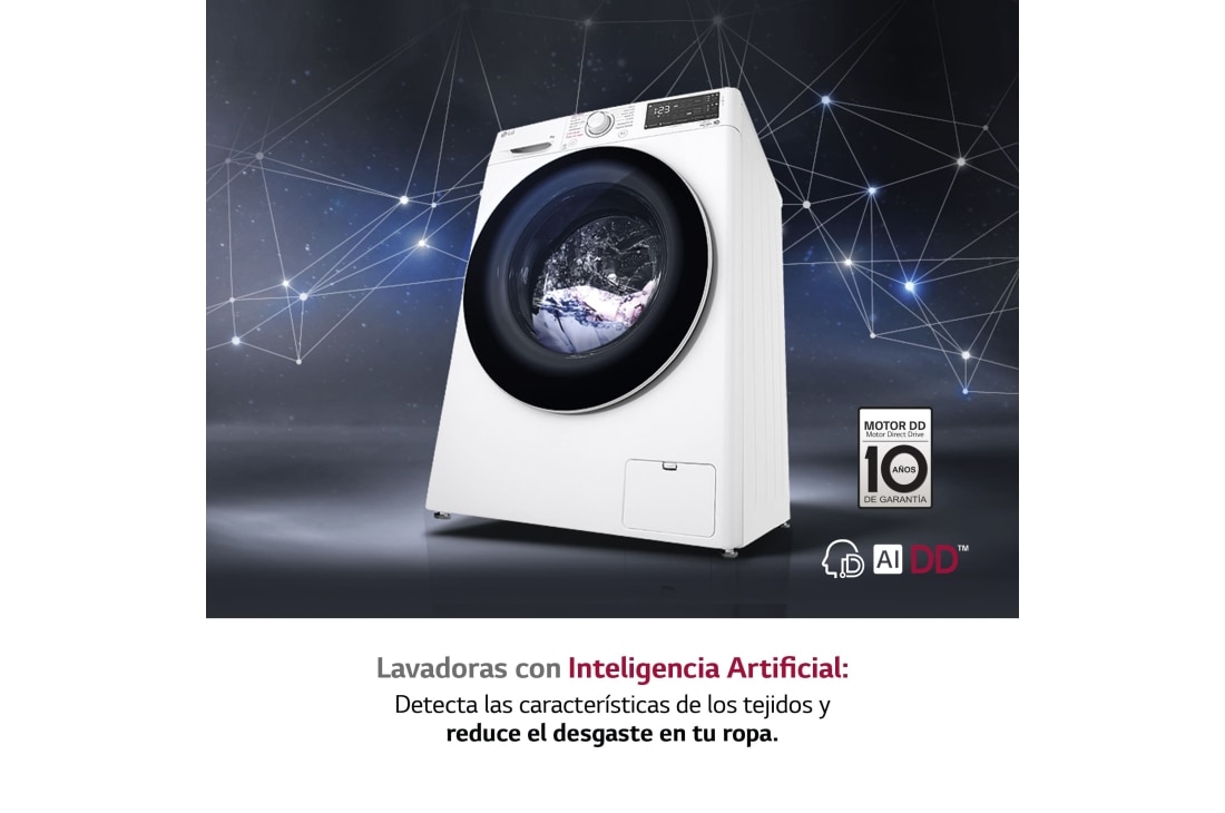 Lavadora AI Drive con Vapor 1200 Clasificación A, Blanca, Serie 305- Fondo especial | LG España