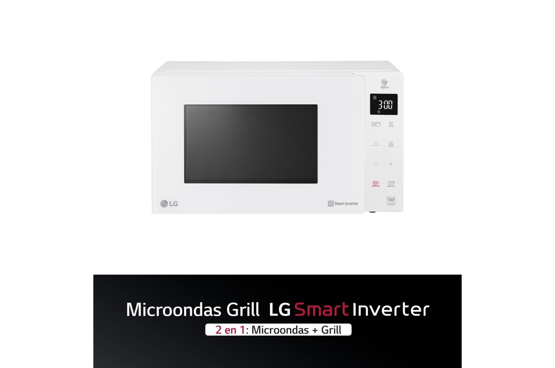 Microondas LG MH6535GDS Negro, Microondas + Grill: 1450W, 25 Litros, Smart  Inverter, Easy Clean, Stock
