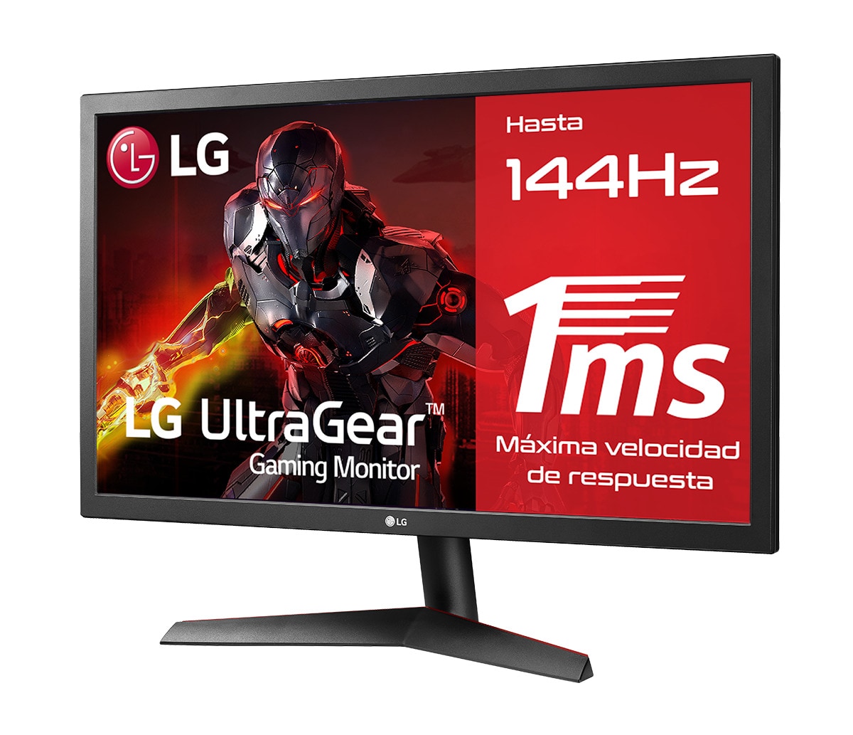 LG 24GN53A-B - Monitor Gaming LG UltraGear (Panel TN: 1920x1080p, 16:9, 300 cd/m², 1000:1, 144Hz, 1ms); entradas: DP x1, HDMI x2; AMD FreeSync 2; Regulable en inclinación, F, Vista lateral de +15 grados, 24GN53A-B, thumbnail 3