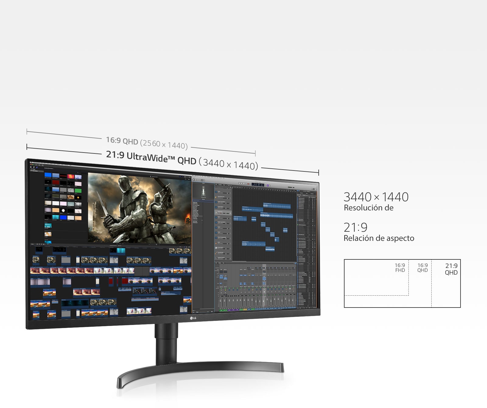 LG 34WN750-B - Monitor LG UltraWide™ (Panel IPS: 3440x1440, 21:9, 300nit,  1000:1, sRGB>99%); diag. 86,72cm; entr.: HDMIx2, DPx1, USB-A x3; HDR10;AMD  FreeSync; altavoces 2x7W, G