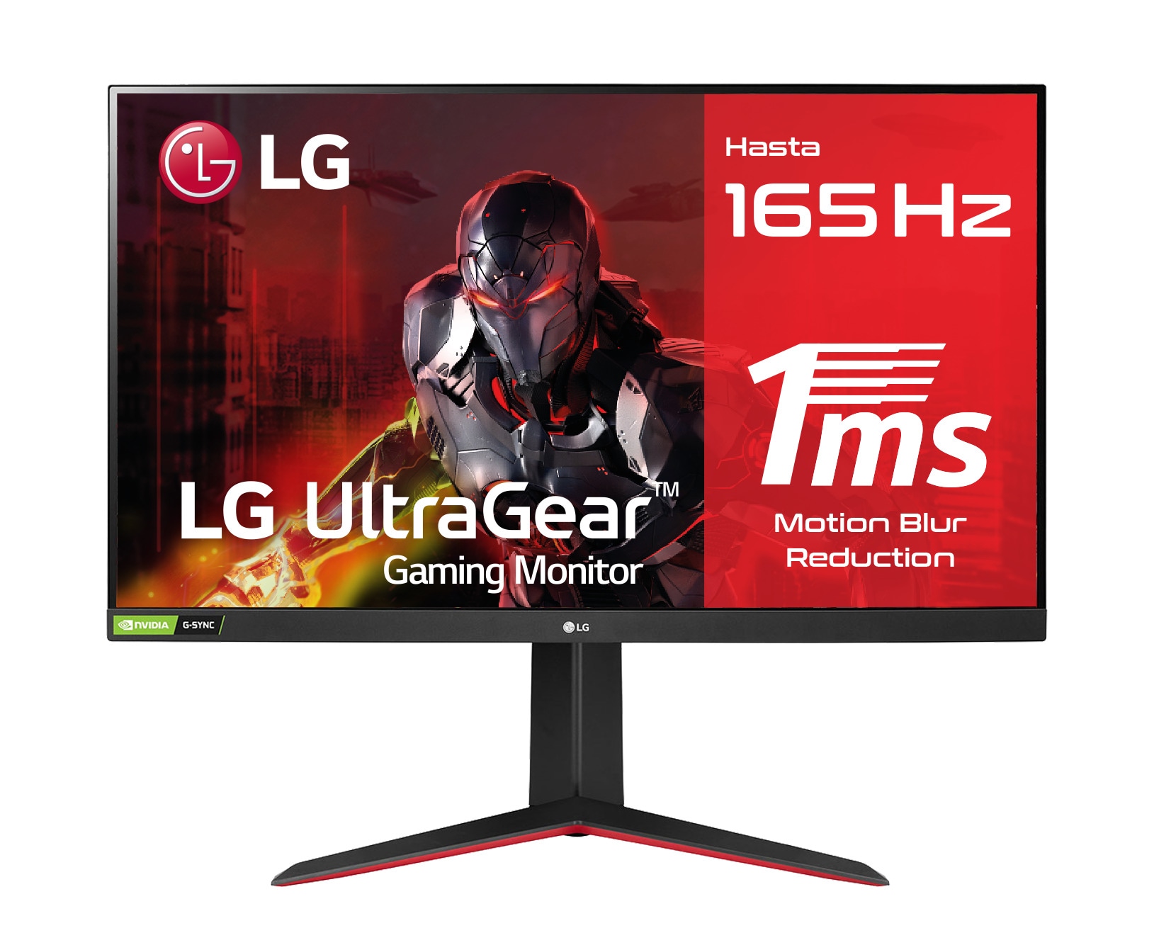 LG 32GN550B-AEU - Monitor Gaming LG UltraGear (Panel VA: 1920x1080p, 16:9, 300 cd/m², 3000:1, 165 Hz, 5ms (MBR 1ms)); diag. 80,1cm; entradas: DP x1, HDMI x2; AMD Freesync Premium ; Regulable en altura e inclinación & pivotable; HDR10; marcos ultrafinos, F, Vista frontal, 32GN550-B