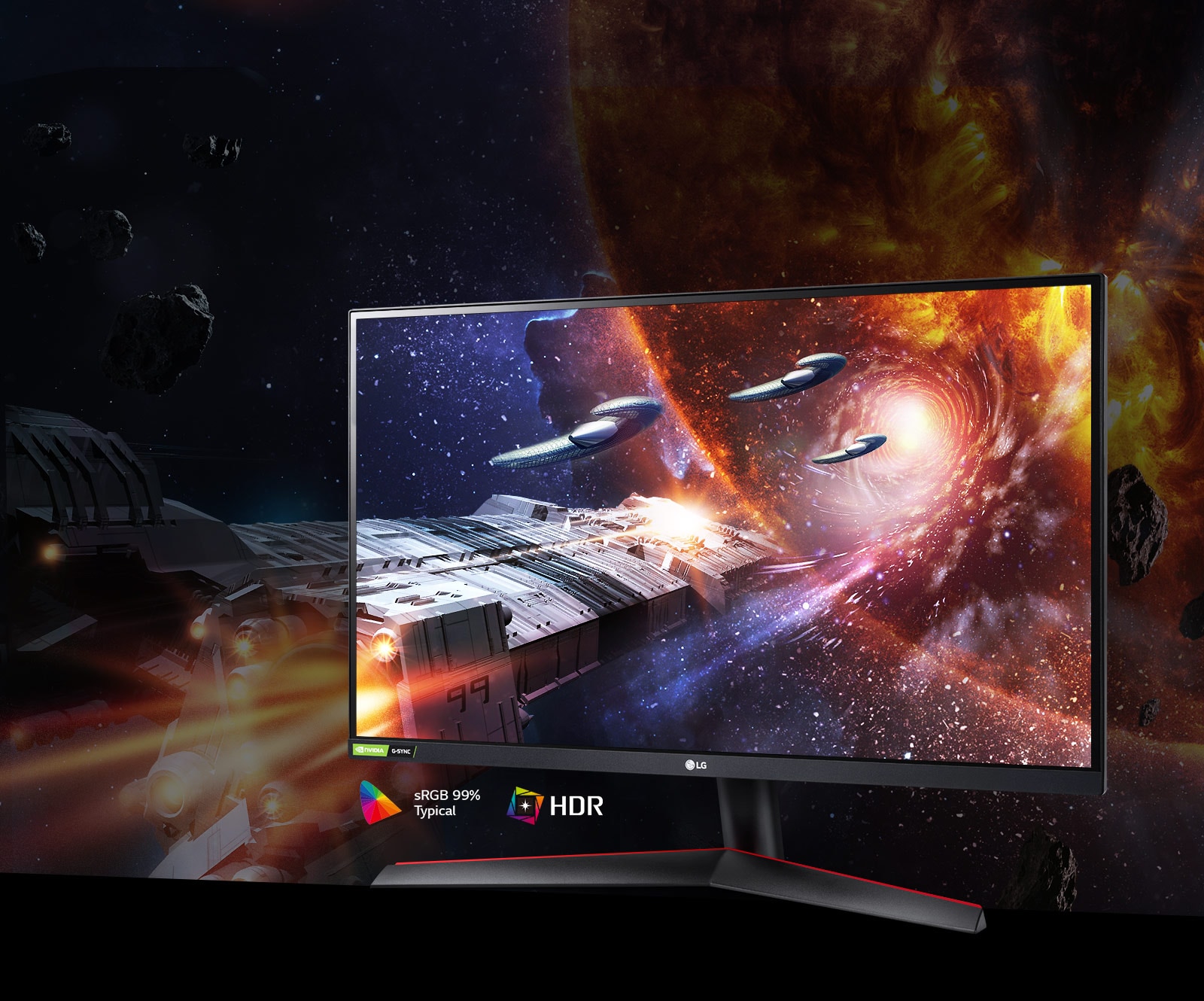 La escena del juego en colores ricos y contraste en un monitor compatible con HDR10 con SRGB 99 % (Typ.)