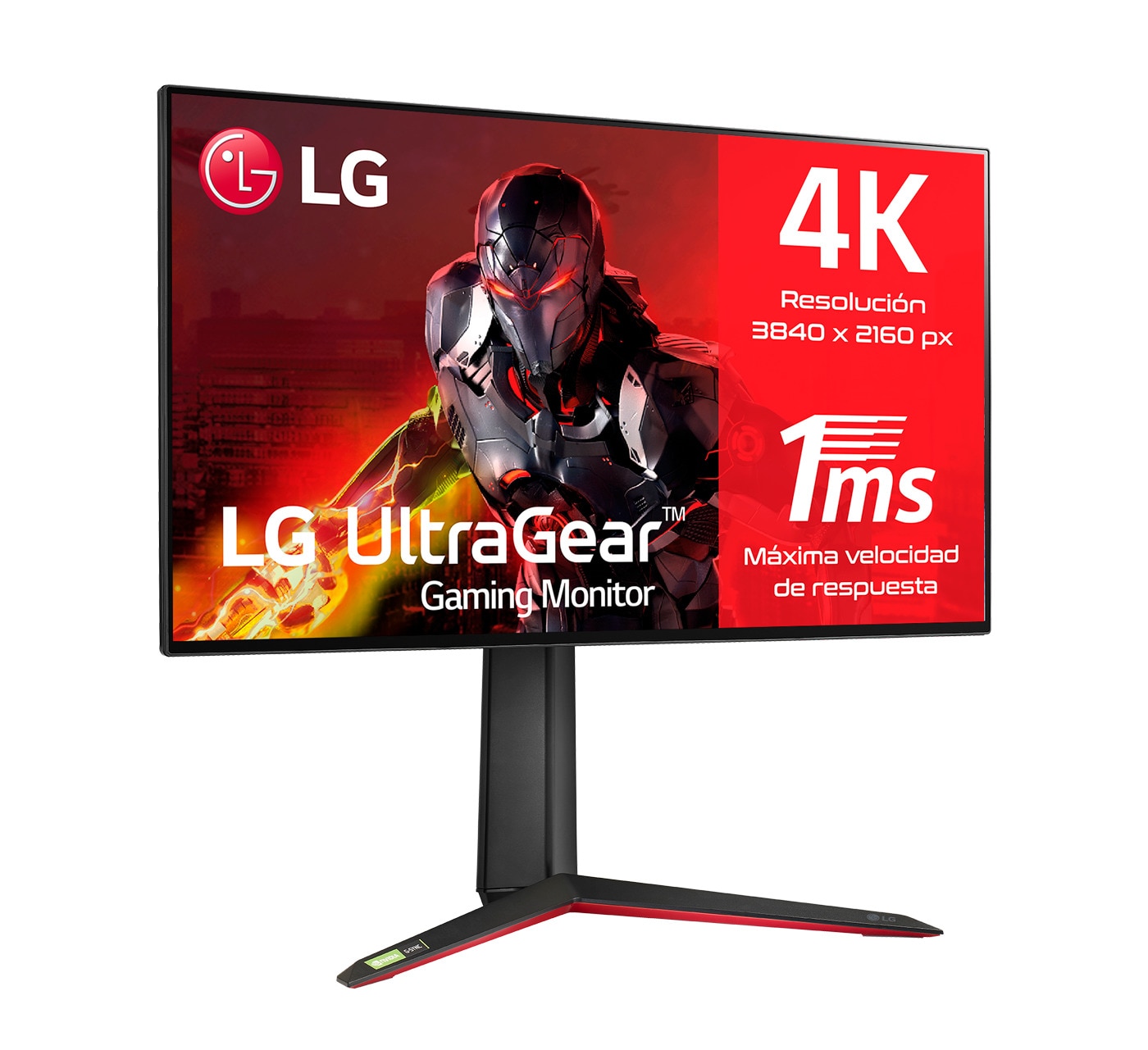 LG  LG 27GP950-B - Monitor Gaming LG UltraGear (Panel NanoIPS: 3840x2160, 400nit, 1000:1, DCI-P3>98%, 1ms); diag. 68,47cm; entr.: HDMI 2.1 x2, DPx1, USB-Ax3; AMD Freesync G-Sync Compatible, Vista lateral de +15 grados, 27GP950-B, thumbnail 3