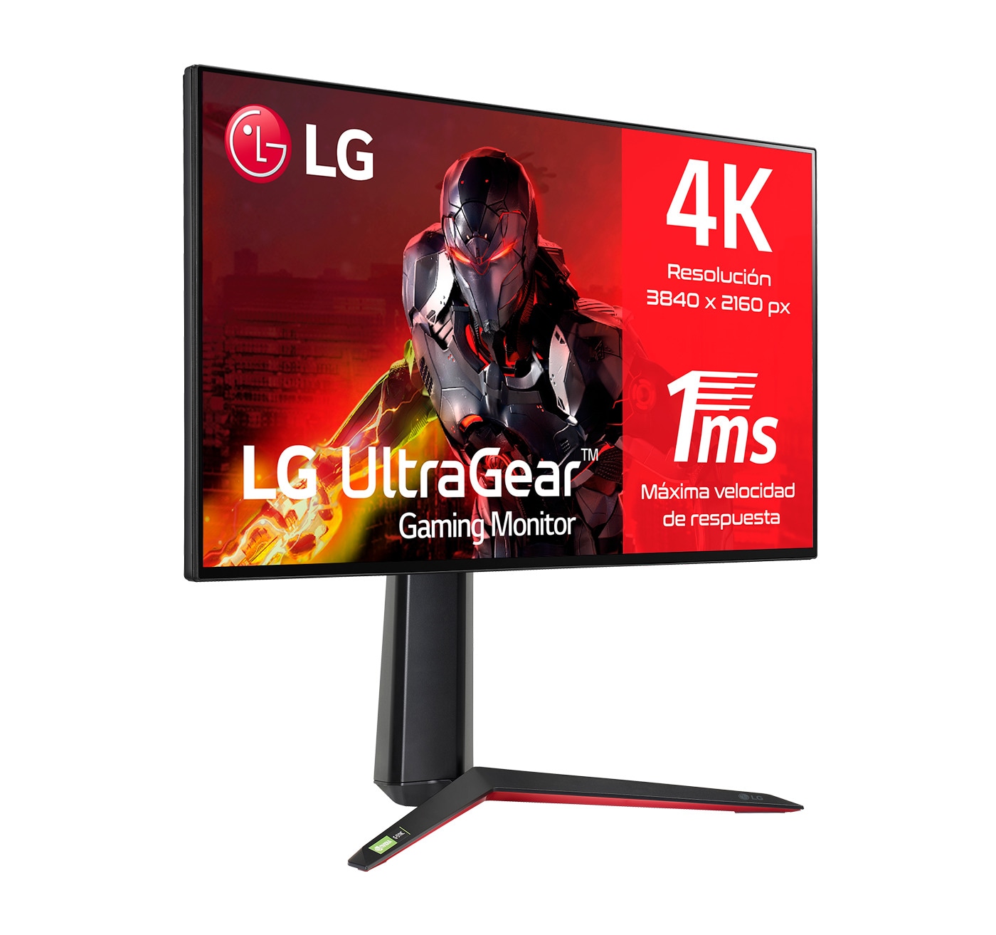 LG  LG 27GP950-B - Monitor Gaming LG UltraGear (Panel NanoIPS: 3840x2160, 400nit, 1000:1, DCI-P3>98%, 1ms); diag. 68,47cm; entr.: HDMI 2.1 x2, DPx1, USB-Ax3; AMD Freesync G-Sync Compatible, vista lateral, 27GP950-B, thumbnail 4