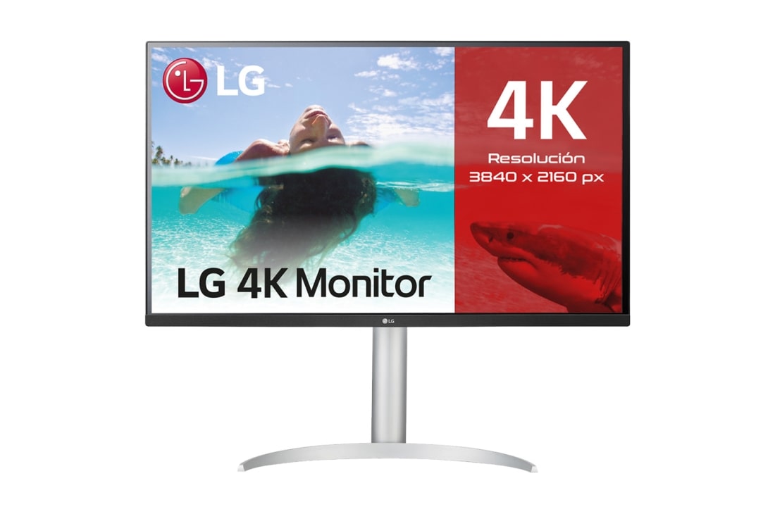 LG 32UP550-W - Monitor para creadores LG 4K UHD (Panel VA: 3840x2160, HDR10, DCI-P3 >90%, 3000:1 AMD FreeSync™); diag. 80cm; Conectividad: HDMIx2, DPx1, USB-C™x1, USB-Ax2; Regulable en inclinación, altura y giro, vista frontal, 32UP550-W