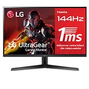 LG  LG 27GN60R-B - Monitor gaming LG UltraGear (Panel IPS: 1920 x 1080 (FHD), 16:9, 350 cd/m², 1000:1, 1ms (GtG), 144 Hz); entradas: DP x1, HDMI x2; FreeSync™ Premium, front view, 27GN60R-B, thumbnail 1