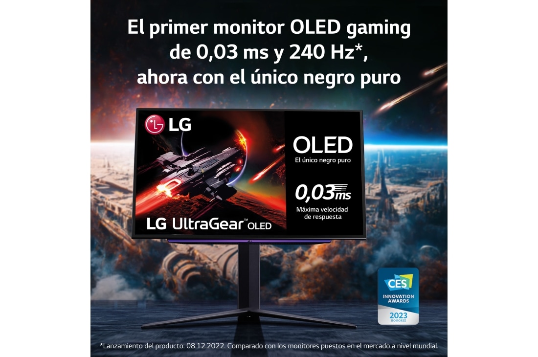 LG 27GR95QE-B - Monitor gaming LG UltraGear (OLED: 2560x1400, 16:9,  200cd/m², 1.5M:1, 0.03ms, 240Hz, DCI-P3>90%, HDR10); diag. 67.32cm; entr.:  HDMI 2.1 x2, DPx1, USB-Ax3; NVIDIA G-Sync™ Compatible, AMD FreeSync™  Premium,Hexagon Lighting