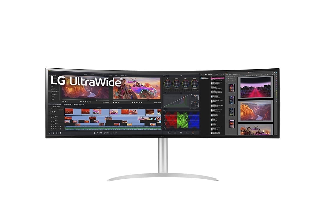 LG 49WQ95C-W - Monitor Ultrapanoramico 32:9 LG UltraWide (Panel Nano IPS: 5120x1440, 32:9, 400cd/m², 1000:1, DCI-P3 >98%, curvo); diag. 124,5cm; entr,: HDMIx2, DPx1, USB-Cx1, USB-Ax3; altavoces 2x10W; Ajust. en altura e inclinación y giratorio., 49WQ95C-W, 49WQ95C-W