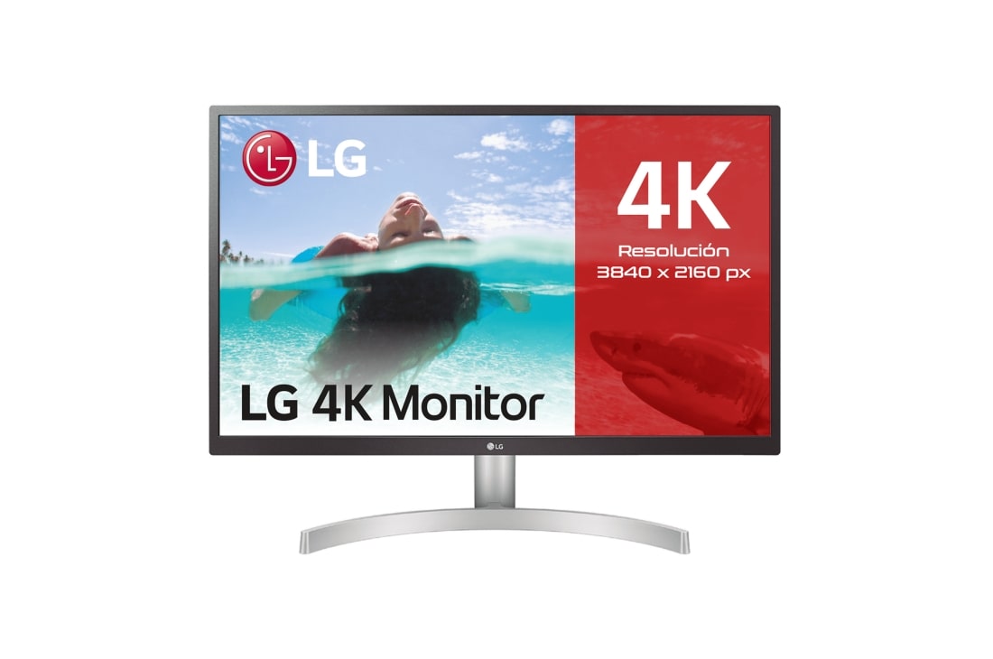 LG 27UL550P-W - Monitor UHD polivalente (Panel IPS: 3840 x 2160p, 16:9, 300cd/m², 1000:1, sRGB >98%, 60Hz, 5ms); diag. 68,4cm; entradas: HDMI x2, DP x1, G, 27UL550P-W, 27UL550P-W